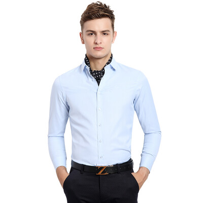 

Акация Птицы Xiangsiniao Рубашки Мужская сторона Twill Slim Бизнес Повседневная сплошная рубашка с длинным рукавом Профессиональный Blank 190 Blue 190 / 104B