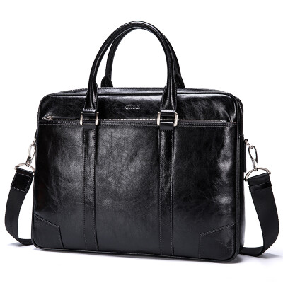 

Aokang Men&39s briefcase fashion crocodile pattern men&39s bag men&39s first layer of leather handbag business 8636241001 black