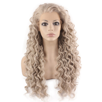 

Iwona Synthetic Hair Lace Front Long Curly Gray Blond Wig