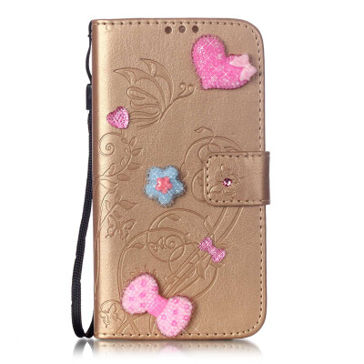 

Gold Flower Design PU Leather Flip Cover Wallet Card Holder Case for LG G5