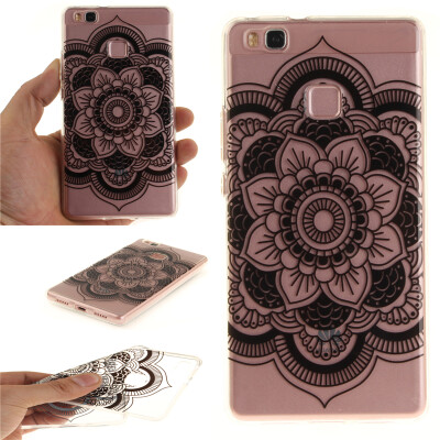 

Black sun flower Pattern Soft Thin TPU Rubber Silicone Gel Case Cover for HUAWEI P9 LITE