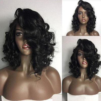

Brazilian short human hair bob wig with bangs glueless full lace human hair wigs with baby hair wavy full lace wig for black women