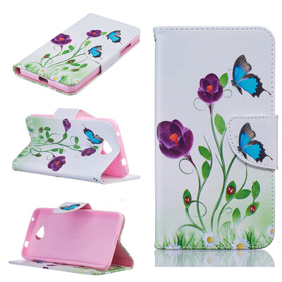 

Blue butterfly Design PU Leather Flip Cover Wallet Card Holder Case for Microsoft Lumia N650