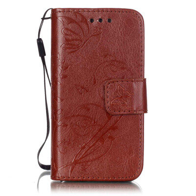 

Brown Flower Design PU Leather Flip Cover Wallet Card Holder Case for IPHONE 4S