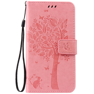 

Pink Tree Design PU Leather Flip Cover Wallet Card Holder Case for HUAWEI MATE S