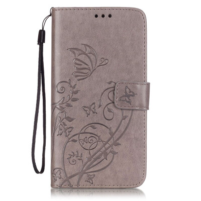 

Gray Flower Design PU Leather Flip Cover Wallet Card Holder Case for SAMSUNG NOTE5