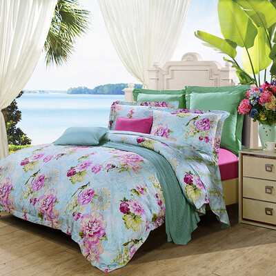 

Funga (FUANNA) домашний текстиль постельные принадлежности набор хлопка саржа кровать четыре комплекта постельных принадлежностей одеяло сталкиваться романтический 1,5 м кровать для (203 * 229 см) зеленый