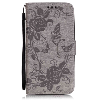 

Gray Butterfly PU Leather Flip Cover Wallet Card Holder Case for LG K7
