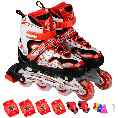 

Enpex Lvshi aluminum frame flash wheel skates children adult adjustable roller skates slippers shoes MS168  red