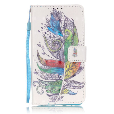 

Colourful Plumes Design PU Leather Flip Cover Wallet Card Holder Case for HUAWEI P9 LITE