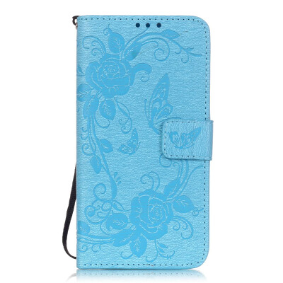 

Blue Butterfly Design PU Leather Flip Cover Wallet Card Holder Case for LG G5