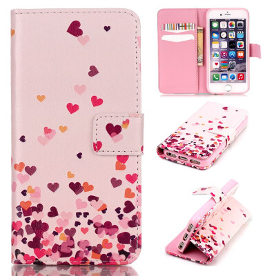 

Pink Heart Design PU Leather Flip Cover Wallet Card Holder Case for IPHONE 5