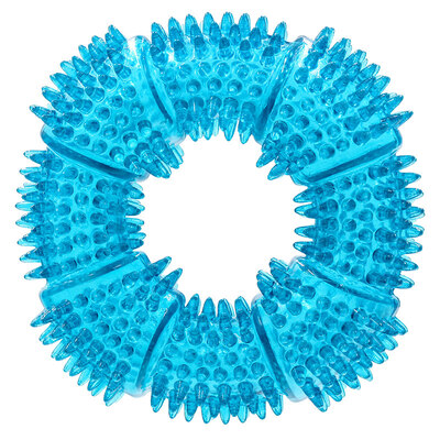 

Hi handsome toys toys sound change spiked ring dog toys TPR material resistant to bite lake blue