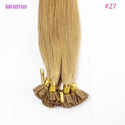 

1g/s 100g Brazilian Remy Hair #27 Honey Blond Straight Custom Capsule Keratin Flat Tip Fusion Full Human Hair Extensions