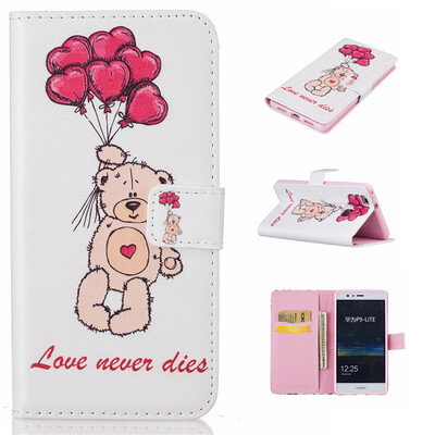 

Balloon&bear Design PU Leather Flip Cover Wallet Card Holder Case for HUAWEI P9 Lite