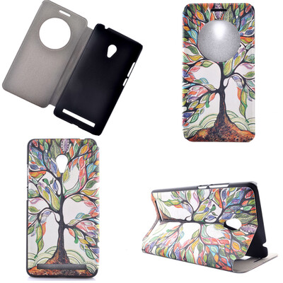

Colorful Tree Design PU Leather Flip Cover Wallet Card Holder Case for Asus Zenfone 6