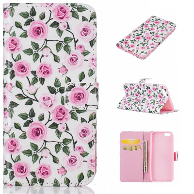 

Green leaf and flower Design PU Leather Flip Cover Wallet Card Holder Case for IPHONE 6/6S