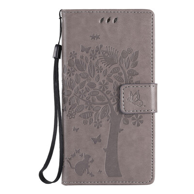 

Gray Tree Design PU Leather Flip Cover Wallet Card Holder Case for HUAWEI P8