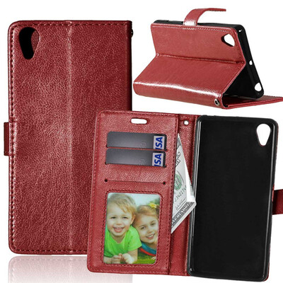 

Brown Style Classic Flip Cover with Stand Function and Credit Card Slot for Sony Xperia X Performance