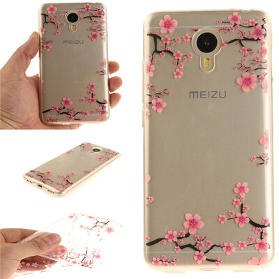 

Up and down plum blossom Pattern Soft Thin TPU Rubber Silicone Gel Case Cover for MEIZU Note 3