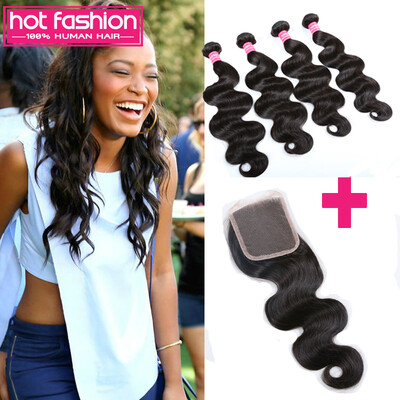 

Grade 8A Body Wave Hair With Closure 3 Bundles Virgin Indian Body Wave Hair With Closure Горячие модные продукты для волос с закрытием