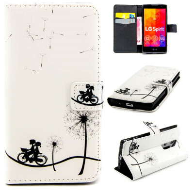 

Bike and dandelion Design PU Leather Flip Cover Wallet Card Holder Case for LG Spirit H422