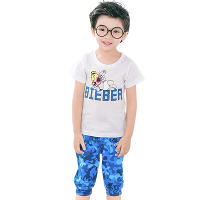 

Yu Zhaolin YUZHAOL boys T-shirt summer children's short-sleeved pants suit M426616 camouflage blue 150 yards