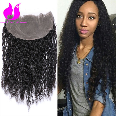 

Amethyst Kinky Curly Human Hair 134 Frontal Closure Grade 8A Ear To Ear Lace Frontal
