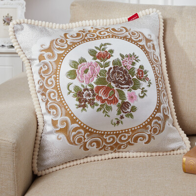 

Jiuzhou deer pillow home textile European jacquard pillow sofa pillow office lumbar car comfort cushioned bedside backrest generous pillow color sky fragrant coffee 47 47cm