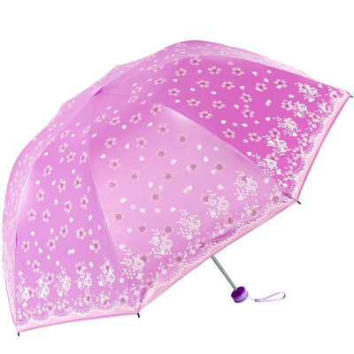 

【Jingdong Supermarket】 Paradise Umbrella (UPF50 +) Falling season All shade mercerized velvet lotus three fold sunny umbrella 33397E pink