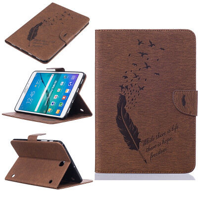 

Brown feathers Style Embossing Classic Flip Cover with Stand Function and Credit Card Slot for SAMSUNG GALAXY Tab S2 8.0 T715C