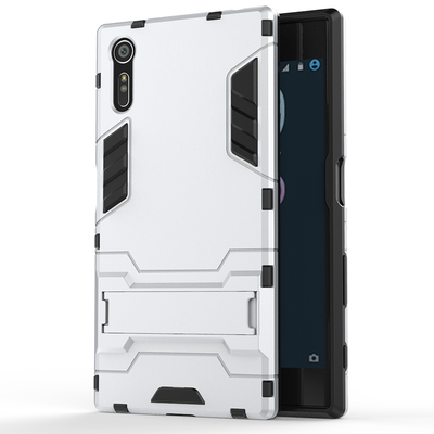

Серебряный Slim Robot Armor Kickstand Ударопрочный жесткий корпус из прочной резины для SONY Xperia XZ
