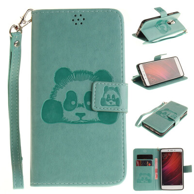 

Green Panda Style Embossing Classic Flip Cover with Stand Function and Credit Card Slot for XIAOMI RedMi Note4