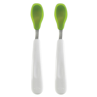 

Austrian show OXO childrens silicone soft spoon baby training spoon non-slip green without BPA
