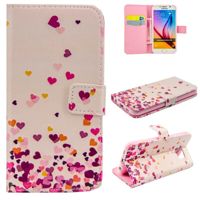 

Pink Heart Design PU Leather Flip Cover Wallet Card Holder Case for SAMSUNG GALAXY S6