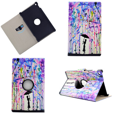 

Girl under Umbrella Style 360 Rotating Flip Cover with Stand Function&Credit Card Slot for Amazon Kindle Fire HD 8 2016