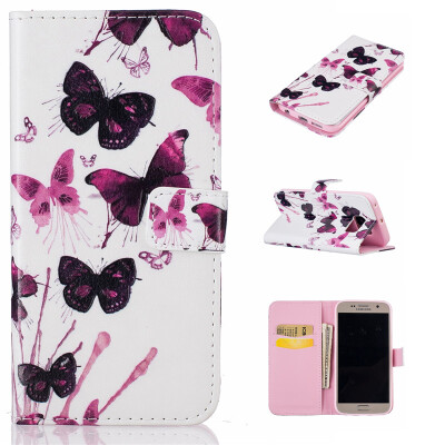 

painting butterfly Design PU Leather Flip Cover Wallet Card Holder Case for SAMSUNG Galaxy S7