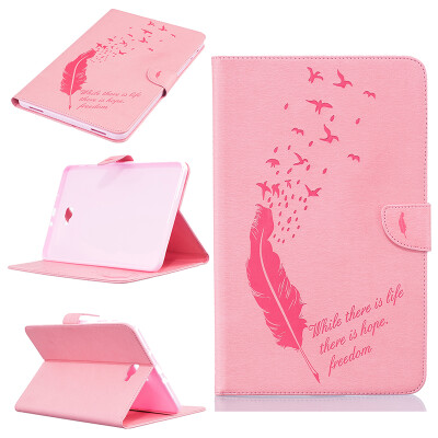 

Pink feathers Style Embossing Classic Flip Cover with Stand Function and Credit Card Slot for SAMSUNG GALAXY Tab A 10.1 T580N