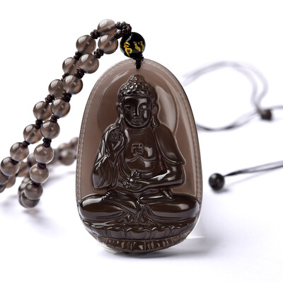 

Ling Fei ice species eye color obsidian general trend to the Buddha pendant horse mascot male and female necklace send identification certificate