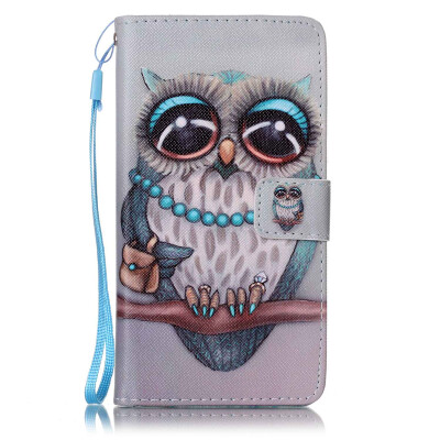 

Gray Owl Design PU Leather Flip Cover Wallet Card Holder Case for SAMSUNG J710