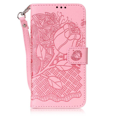 

Pink Rose Design PU Leather Flip Cover Wallet Card Holder Case for SAMSUNG S5