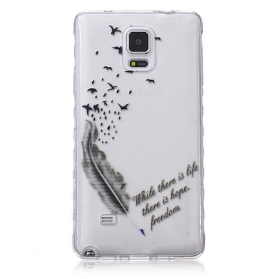 

Feathers and birds Pattern Soft Thin TPU Rubber Silicone Gel Case Cover for SAMSUNG GALAXY Note 4