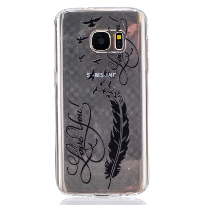 

LOVE Feathers Pattern Soft Thin TPU Rubber Silicone Gel Case Cover for SAMSUNG GALAXY S7