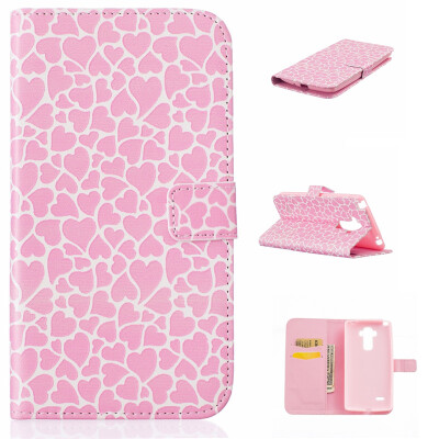 

Lovely Heart Design PU Leather Flip Cover Wallet Card Holder Case for LG Stylus LS770