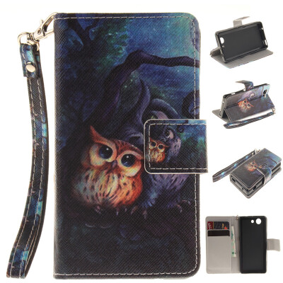 

Oil painting owl Design PU Leather Flip Cover Wallet Card Holder Case for SONY Xperia Z3 Compact/Z3 mini