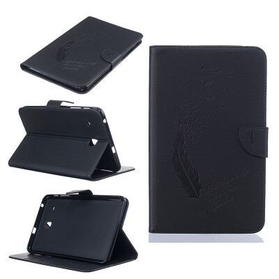 

Black feathers Style Embossing Classic Flip Cover with Stand Function and Credit Card Slot for Samsung Galaxy Tab E 8.0 T377V