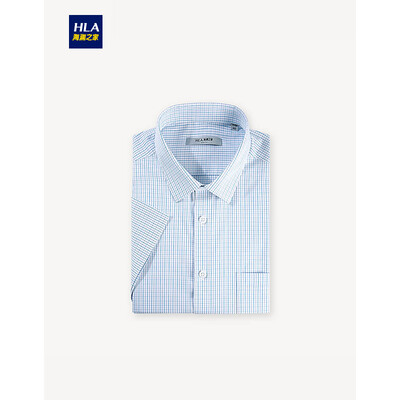

Hailan home HNCHD2V021A short-sleeved shirt male 2017 summer new plaid Slim dress shirt shirt-free shirt blue blue checkered blue 180 / 100A (42)