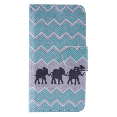 

Elephant Design PU Leather Flip Cover Wallet Card Holder Case for LG K7