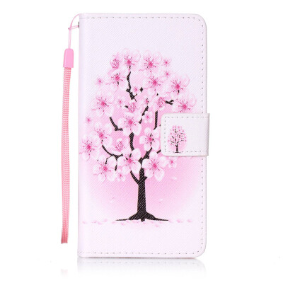 

Peach Blossom Design PU Leather Flip Cover Wallet Card Holder Case for Huawei Honor 8