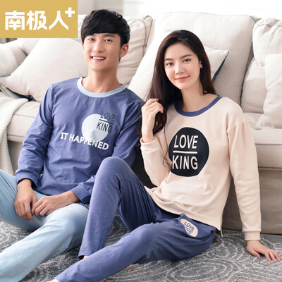 

Antarctic Couple Pajamas Autumn Cotton Letter Casual Long Sleeve Home Service T-QL3073 Men&39s Blue  Code